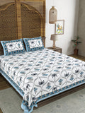 BLOCKS OF INDIA Sanganeri Print Cotton Viscose Economy King Size Bedsheet (225 X 270 CM) DOB_BED_AURA_12