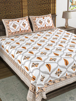 BLOCKS OF INDIA Sanganeri Print Cotton Viscose Economy King Size Bedsheet (225 X 270 CM)  DOB_BED_AURA_3