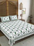 BLOCKS OF INDIA Sanganeri Print Cotton Viscose Economy King Size Bedsheet (225 X 270 CM)  DOB_BED_AURA_4