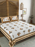 BLOCKS OF INDIA Sanganeri Print Cotton Viscose Economy King Size Bedsheet (225 X 270 CM)  DOB_BED_AURA_5