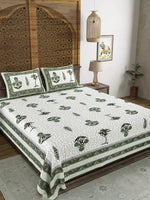 BLOCKS OF INDIA Sanganeri Print Cotton Viscose Economy King Size Bedsheet (225 X 270 CM)  DOB_BED_AURA_6