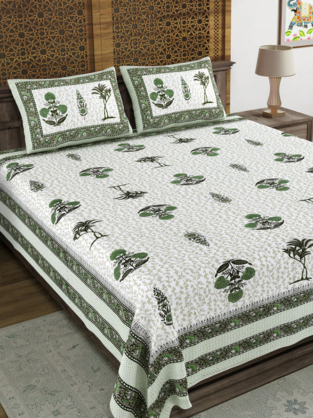 BLOCKS OF INDIA Sanganeri Print Cotton Viscose Economy King Size Bedsheet (225 X 270 CM)  DOB_BED_AURA_6