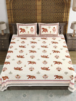 BLOCKS OF INDIA Sanganeri Print Cotton Viscose Economy King Size Bedsheet (225 X 270 CM)  DOB_BED_AURA_7