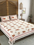 BLOCKS OF INDIA Sanganeri Print Cotton Viscose Economy King Size Bedsheet (225 X 270 CM)  DOB_BED_AURA_7