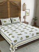 BLOCKS OF INDIA Sanganeri Print Cotton Viscose Economy King Size Bedsheet (225 X 270 CM) DOB_BED_AURA_8