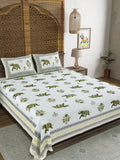 BLOCKS OF INDIA Sanganeri Print Cotton Viscose Economy King Size Bedsheet (225 X 270 CM) DOB_BED_AURA_8