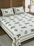 BLOCKS OF INDIA Sanganeri Print Cotton Viscose Economy King Size Bedsheet (225 X 270 CM) DOB_BED_AURA_8