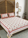 BLOCKS OF INDIA Sanganeri Print Cotton Viscose Economy King Size Bedsheet (225 X 270 CM) DOB_BED_AURA_9