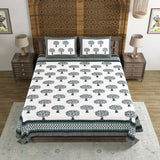 BLOCKS OF INDIA Sanganeri Print Cotton Viscose Economy King Size Bedsheet (225 X 270 CM) DOB_BED_AURA_TREE_BLUE