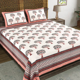 BLOCKS OF INDIA Sanganeri Print Cotton Viscose Economy King Size Bedsheet (225 X 270 CM)  DOB_BED_AURA_TREE_PINK