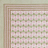 Pure Cotton Table Cloth Rajasthani Hand Block Printed (PINK LEAF)