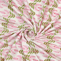 Pure Cotton Table Cloth Rajasthani Hand Block Printed (PINK LEAF)