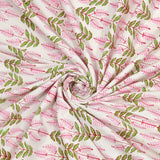 Pure Cotton Table Cloth Rajasthani Hand Block Printed (PINK LEAF)