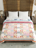 BLOCKS OF INDIA Hand Block Printed Cotton King Size Quilt (Orange Chokdi)