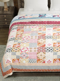 BLOCKS OF INDIA Hand Block Printed Cotton King Size Quilt (Orange Chokdi)