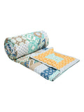 BLOCKS OF INDIA Hand Block Printed Cotton King Size Quilt (Blue Chokdi)