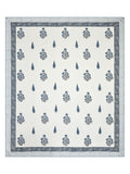 BLOCKS OF INDIA Hand Block Printed 100% Cotton Dohar King Size Reversible (Blue Grey Paisley)