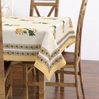 Pure Cotton Table Cloth Rajasthani Hand Block Printed (GOLDEN BUTA)