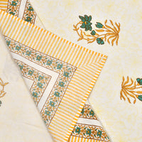 Pure Cotton Table Cloth Rajasthani Hand Block Printed (GOLDEN BUTA)