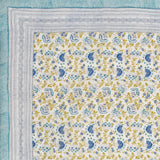 Cotton Single Size Quilt Hand Block Print for Light Winters (150x225 cm) (Blue Jaal)