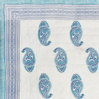 Cotton Single Size Quilt Hand Block Print for Light Winters (150x225 cm) (Blue Jaal)