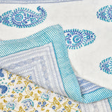 Cotton Single Size Quilt Hand Block Print for Light Winters (150x225 cm) (Blue Jaal)