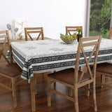 PURE COTTON RAJASTHANI HAND BLOCK PRINT SIX SEATER TABLE CLOTH (GREY TREE)