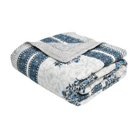 Cotton Single Size Quilt Hand Block Print for Light Winters (150x225 cm) (Blue Grey Buta)