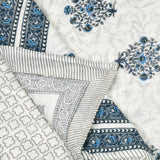 Cotton Single Size Quilt Hand Block Print for Light Winters (150x225 cm) (Blue Grey Buta)