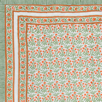 Cotton Single Size Quilt Hand Block Print for Light Winters (150x225 cm) (Red Green Jaal)