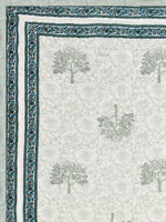 BLOCKS OF INDIA Hand Block Printed Cotton King Size Quilt (Green tree)