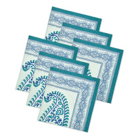 BLOCKS OF INDIA Hand Block Print Cotton Table Napkin (Blue Boota)