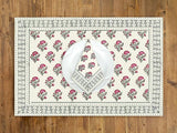 BLOCKS OF INDIA Cotton Hand Block Printed Table Runner for Center/Dining Table Runner Napkin Set (Pink Grey Buti)