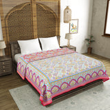 Cotton Dohar / Blanket King Bed Size Hand Block Printed (Red Gad Paisley)