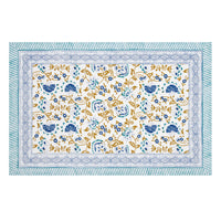 King Size Pure Cotton Hand Block Print Bedsheet (Blue Boota Paisley) (CUSTOM)