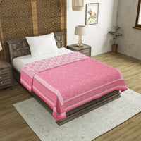 BLOCKS OF INDIA Hand Block Printed Cotton Summer Single Size Reversible Printed Malmal Dohar Light Pink
