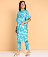 BLOCKS OF INDIA Co ords Set in Pure Cotton Green Ikat