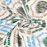 BLOCKS OF INDIA Hand Block Print Cotton King Size Bedsheet (225 X 270 CM) (Green Ikat)