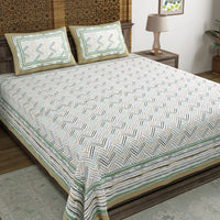 BLOCKS OF INDIA Hand Block Printed Cotton Super King Size Bedsheet(270 x 270)