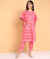 BLOCKS OF INDIA Co ords Set in Pure Cotton Pink Ikat