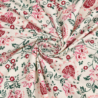 Pure Cotton Table Cloth Rajasthani Hand Block Printed (Pink Floral)