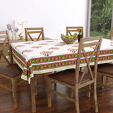 Pure Cotton Table Cloth Rajasthani Hand Block Printed( Green & Pink Motif )