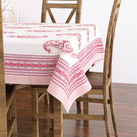 Pure Cotton Table Cloth Rajasthani Hand Block Printed (Pink Paisley)