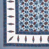 King Size Pure Cotton Hand Block Print Bedsheet (Blue White Gad)
